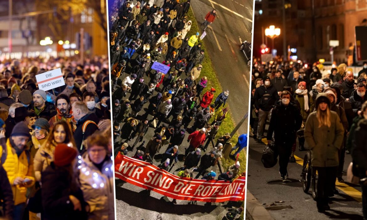 Po celém Německu v pondělí demonstrovalo až 300 tisíc lidí, proti nim vyšla Antifa5 (4)