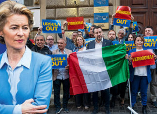 Itálie: Protest proti fašistickým manýrům Lejnové před budovou EU v Římě (video)4.9 (18)