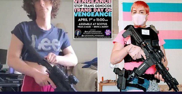 USA: Trans skupina pokračuje ve výhružkách a podporuje střelbu ve škole, přičemž její členové pózují se zbraněmi