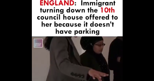Velká Británie: Muslimský pár na dávkách odmítá už 10. obecní byt; není k němu parkovací stání (video)