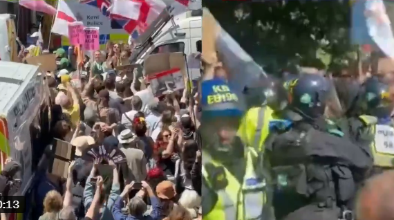 Sobota ve znamení protestů proti velké náhradě: Na některých místech proti demonstrantům vytáhla Antifa s muslimy (videa)5 (16)